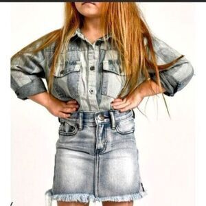NWT - ONE TEASPOON - Girls High Waisted Mini Skirt - Size 6-7 - Antique Denim